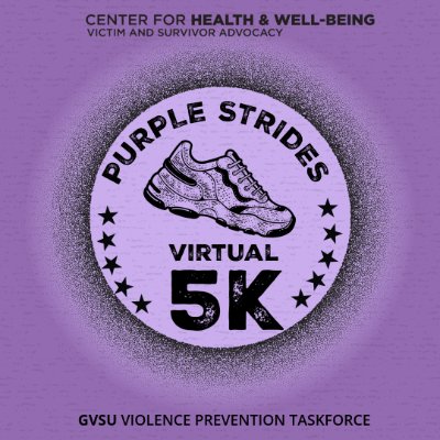 Poster for 5K that will also be on t-shirts featuring purple design